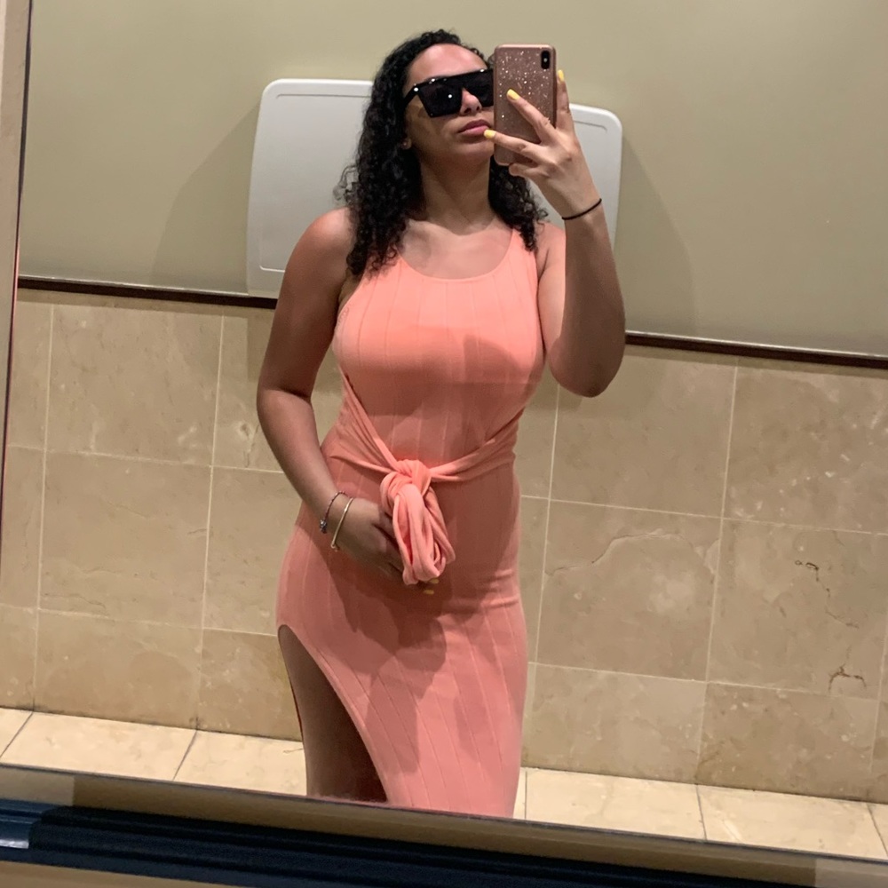 Peach Slit Dress